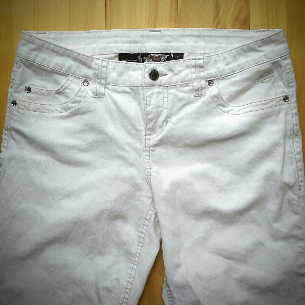 White Denim Harley-Davidson  Capri Jean