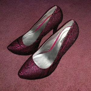 Pink and black sparkle shoe