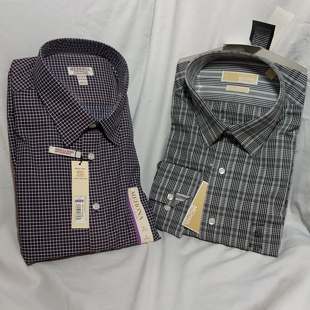 Two NWT plaid long sleeve button downs