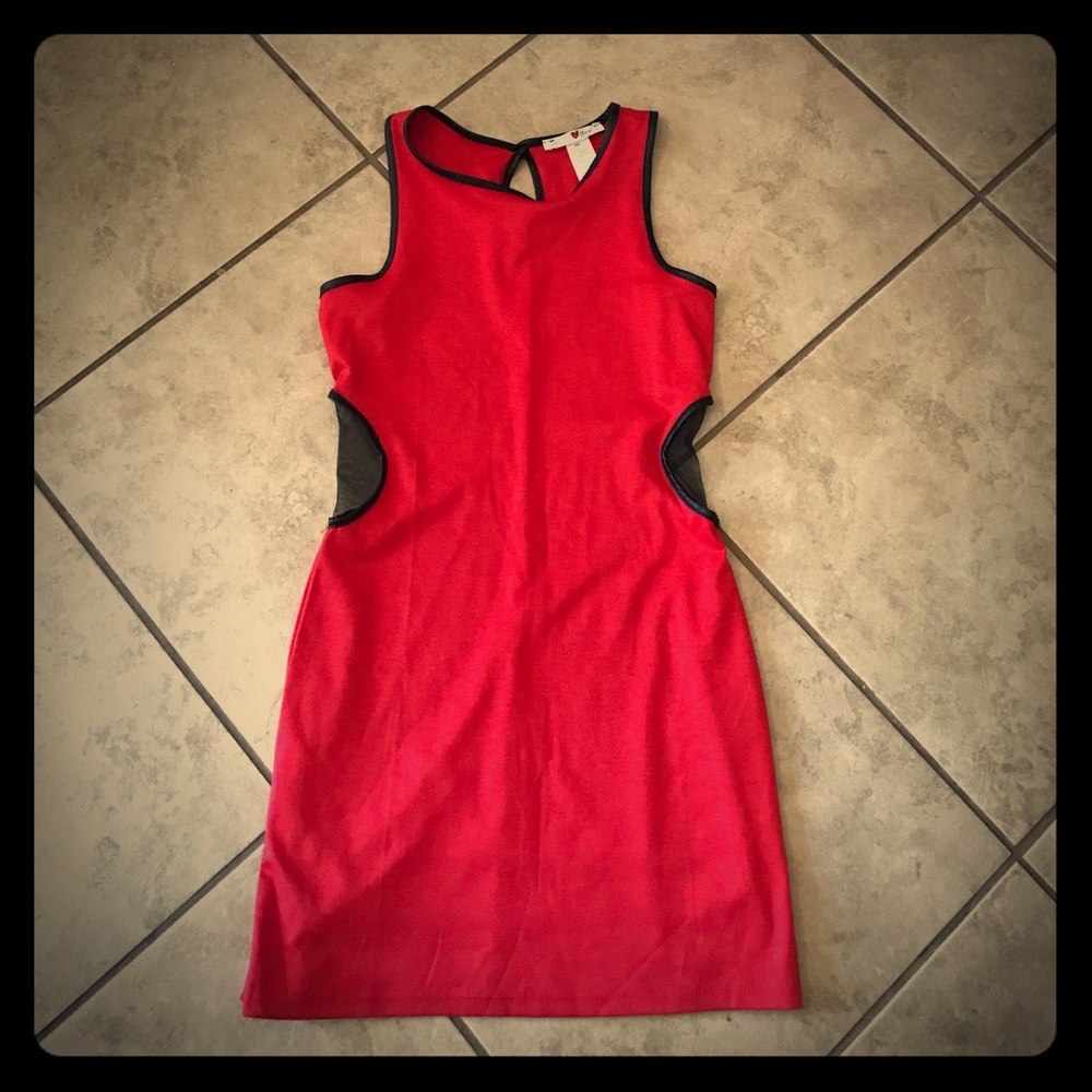 Sheer Sides Black & Red Dress