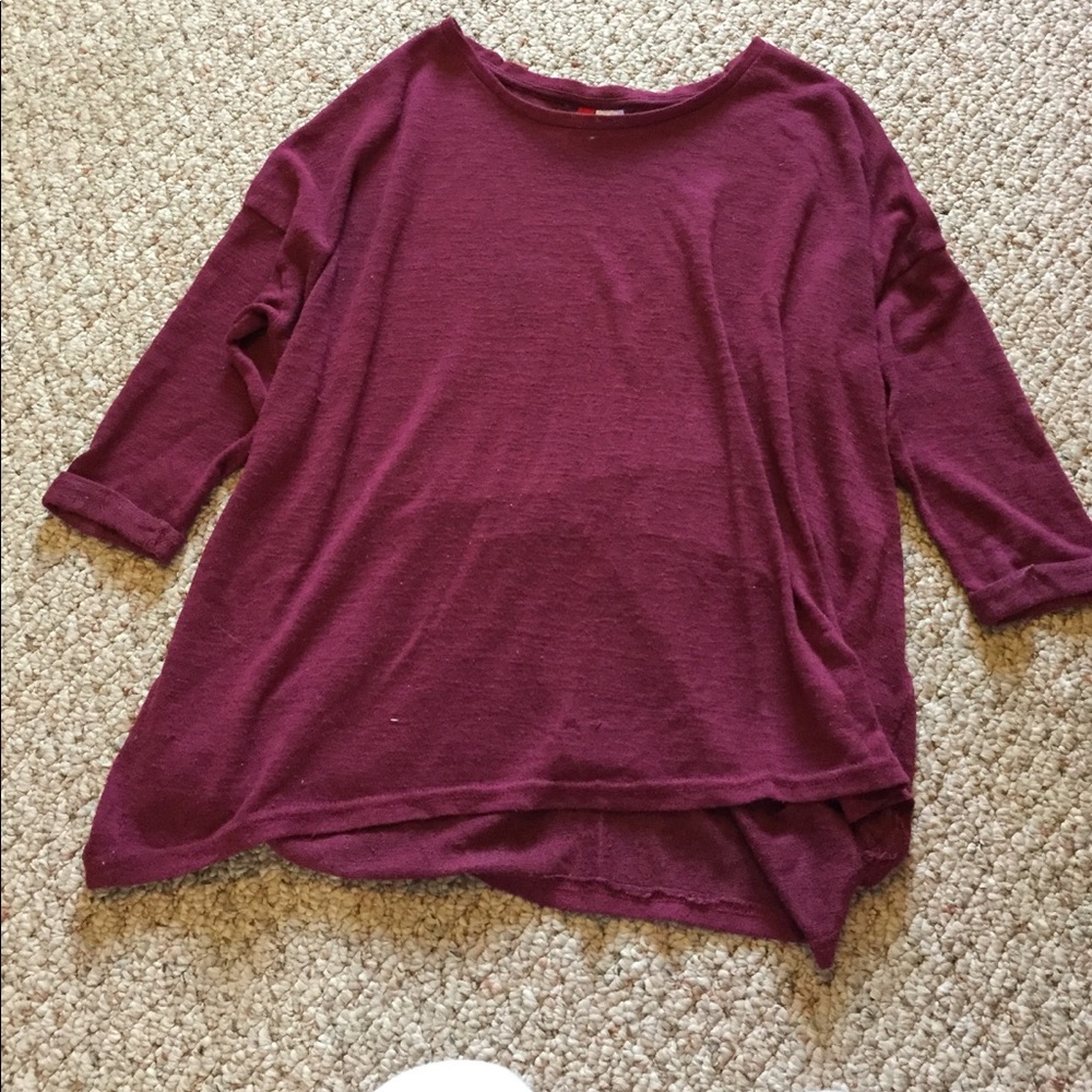 Red Short Sleeve Thin Sweater