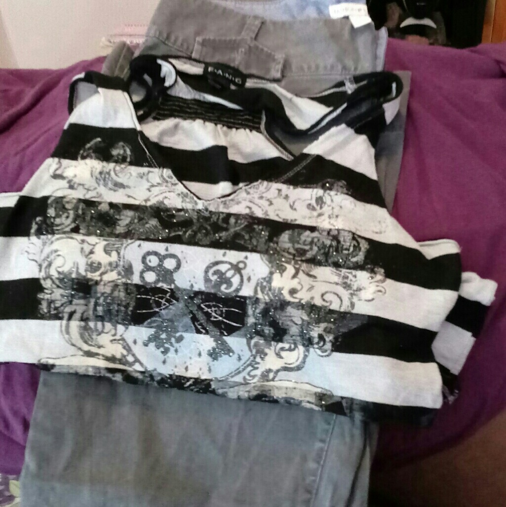 Guess tank top and Grey slacks