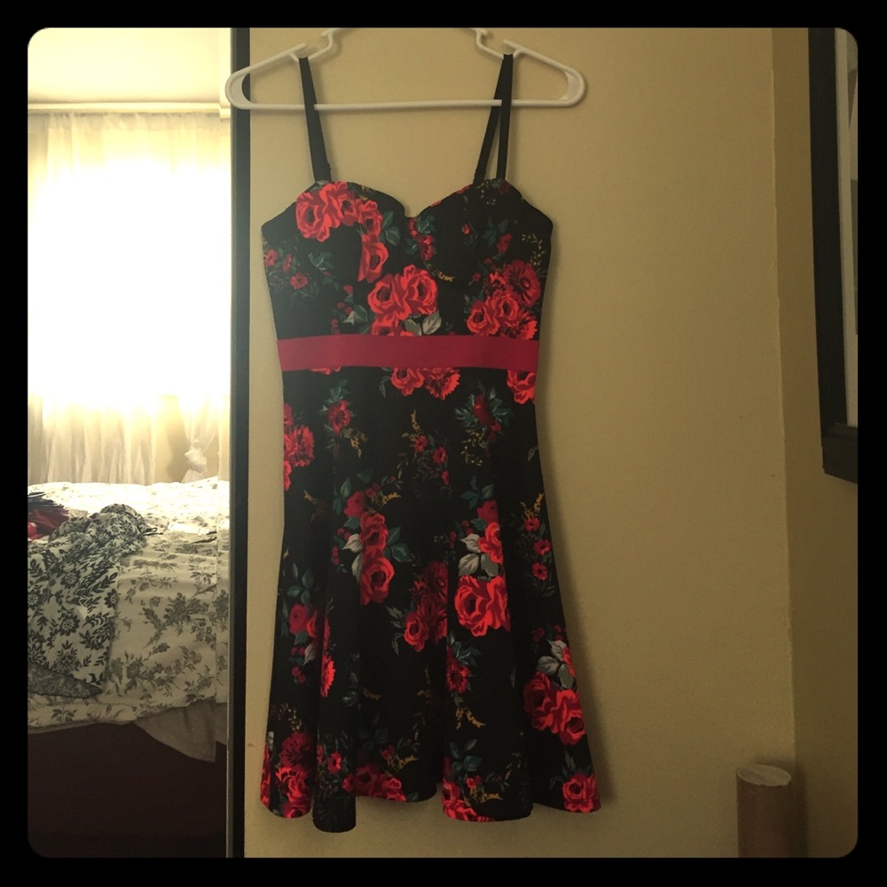 Colorful, silky feeling, floral dress