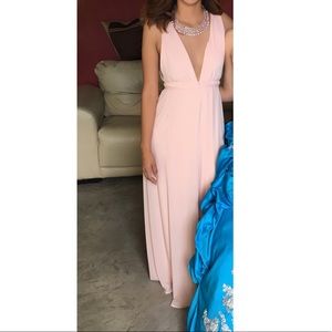 Light Pink Plunge Maxi Dress