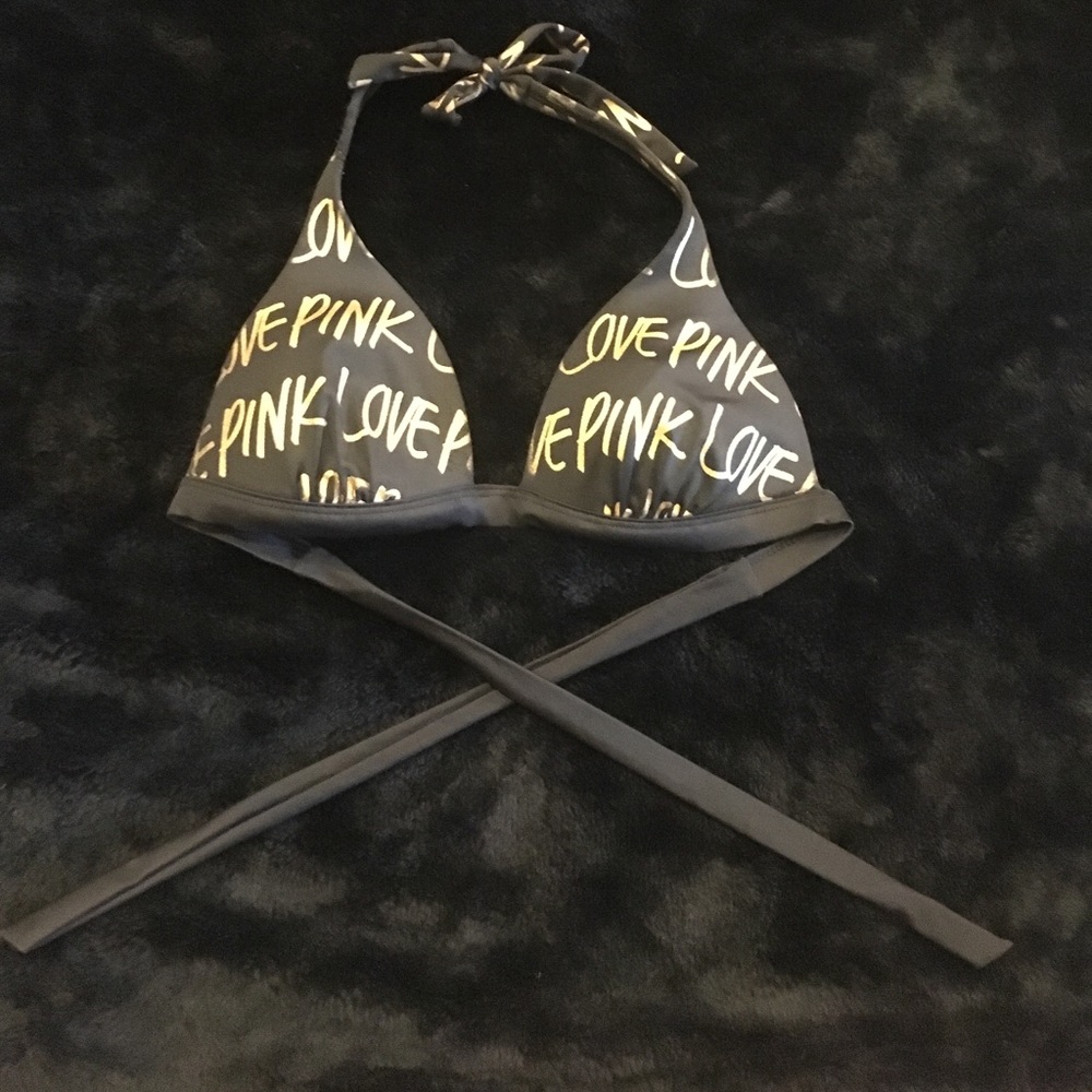 Pink Swim black and gold bikini top