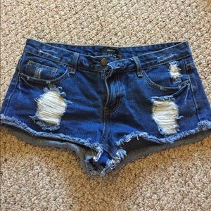 distressed jean shorts