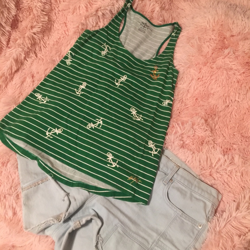 GREEN AND WHITE STRIPED TOMMY HILFIGER TANK