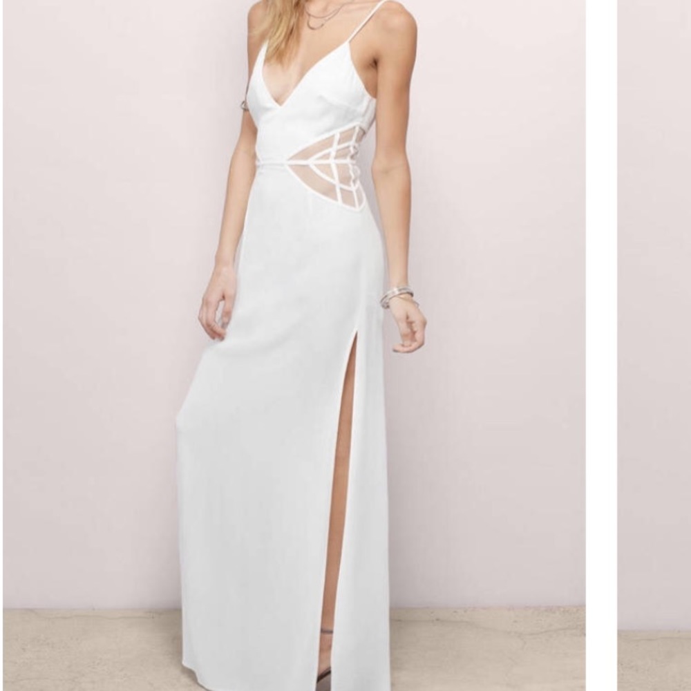 Never worn white maxi/prom dress open back