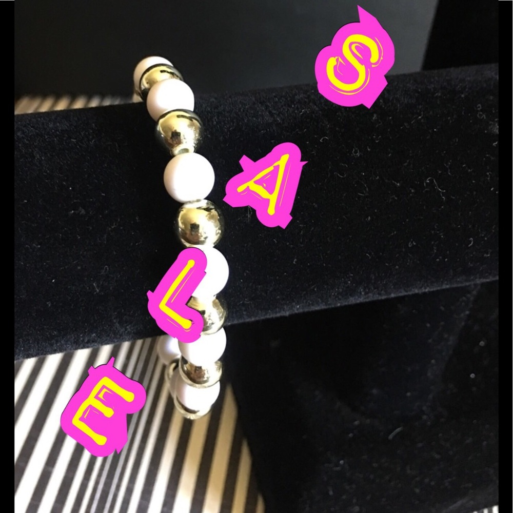 3 FOR $15.         White & Silver Stretch Bracelet