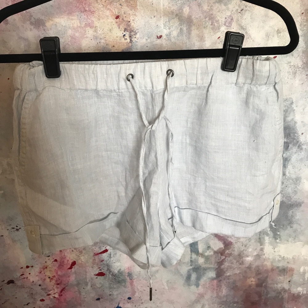 Blue and white striped joie linen shorts