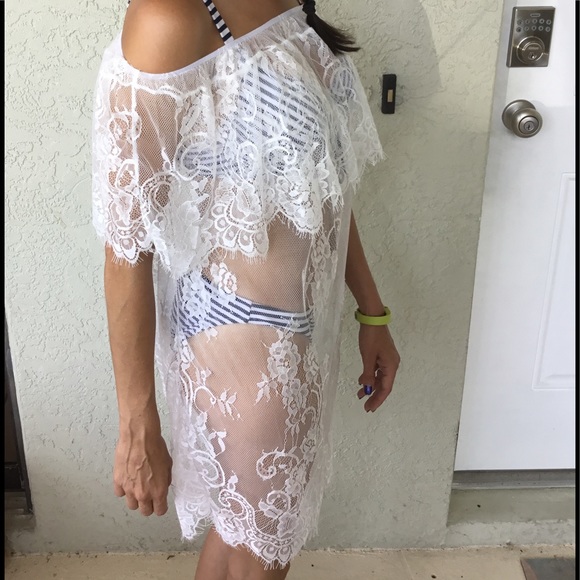 Lace Cover Up Tunic Medium Only - Picture 4 of 6