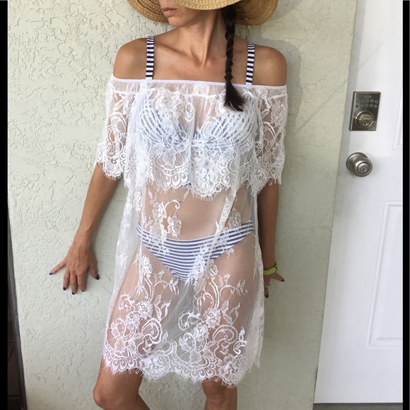 Lace Cover Up Tunic Medium Only - Picture 3 of 6