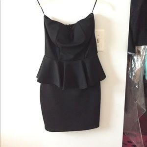 LBD! Black strapless peplum dress