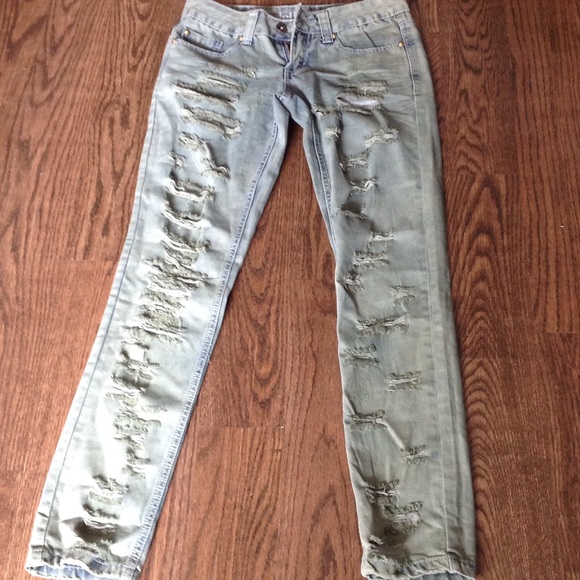 Army green size 1 cut up jeans - Picture 2 of 4