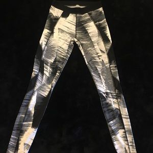 Black, grey, and white leggings