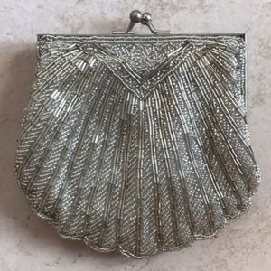 Silver beaded handbag