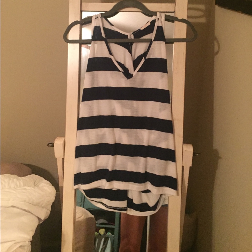 Navy & White Striped Sleeveless Top