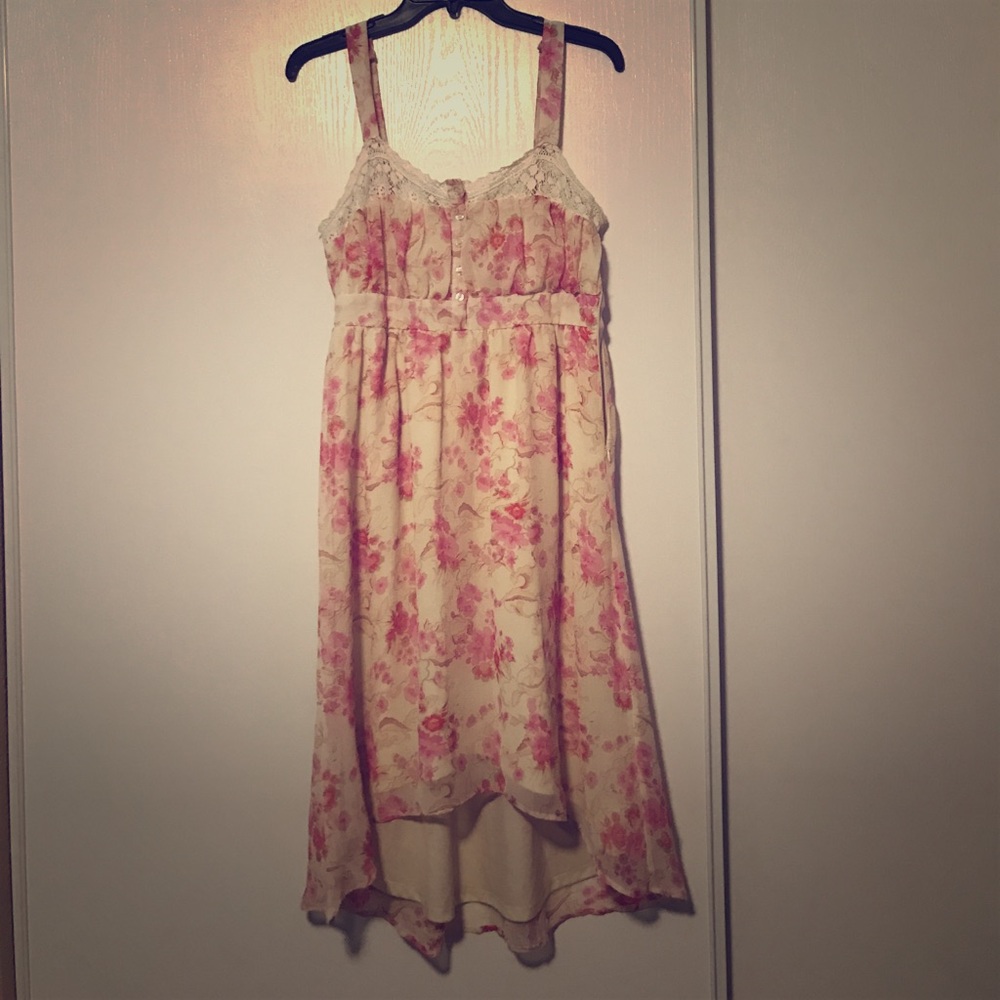 Cream and Floral High Low Sun Dress