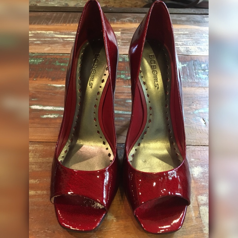 BcbGirls Ruby Red Peep Tup Pumps