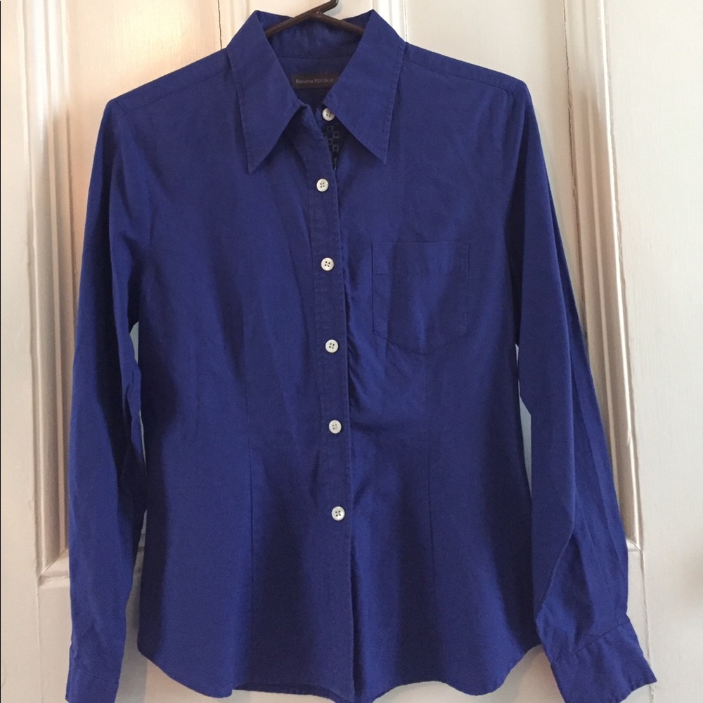 Bright blue button down by Banana Republic