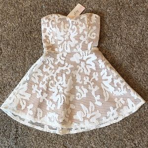 White Mesh Dress w/ Nude Underlay