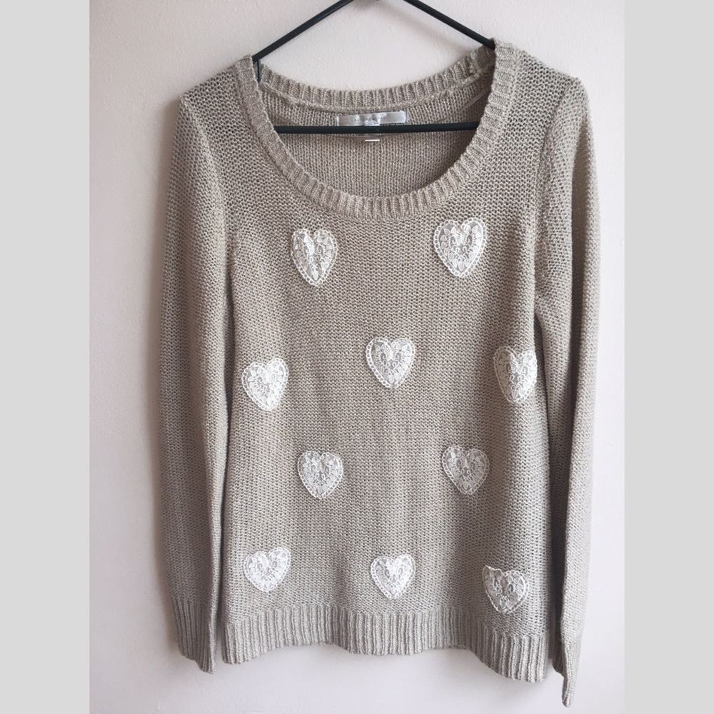 LC Lauren Conrad Lace Heart Sweater