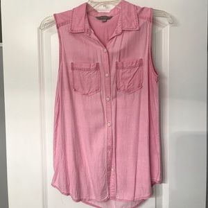 RUBBISH Pink sleeveless button down top