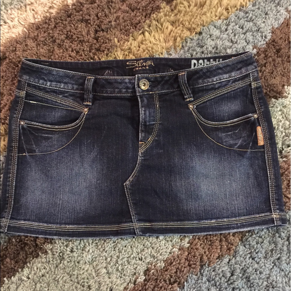 Silver jean skirt