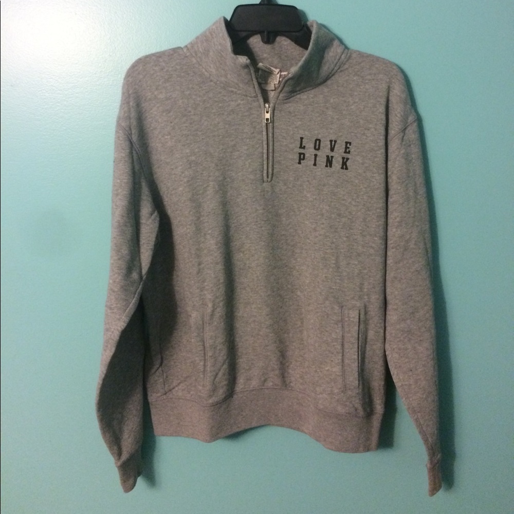 PINK Victoria's Secret Gray Half Zip-Up Hoodie