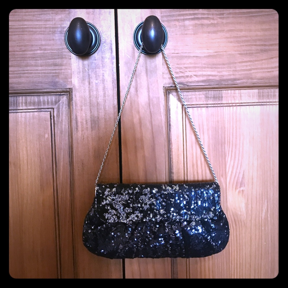Black sequin evening bag