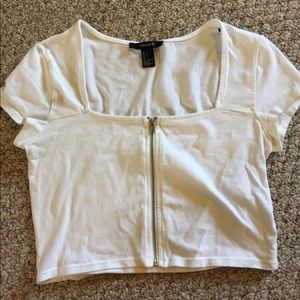 Zippered white crop top