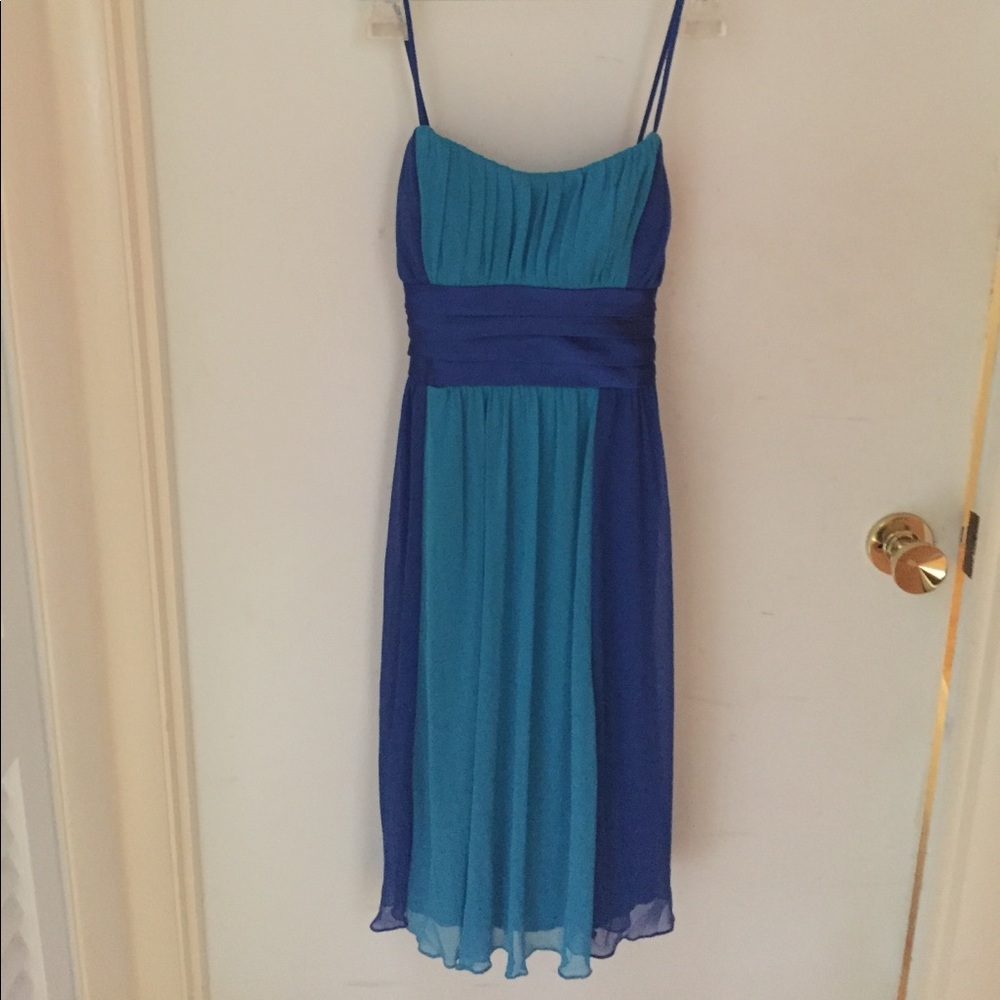 Two Tone Blue Chiffon Dress