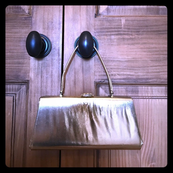Gold clutch, optional strap - Picture 1 of 6