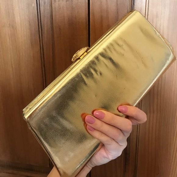 Gold clutch, optional strap - Picture 2 of 6