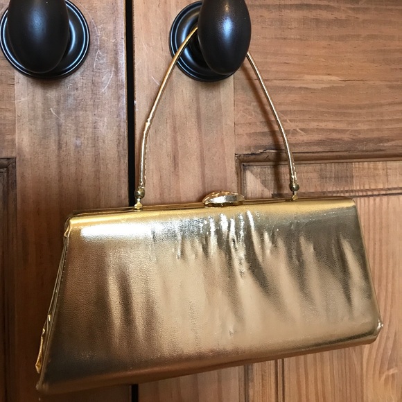 Gold clutch, optional strap - Picture 3 of 6
