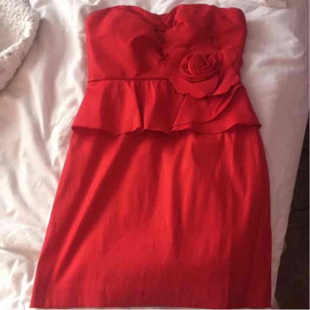 Red peplum dress