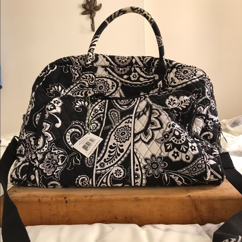 Black and white Vera Bradly duffle bag