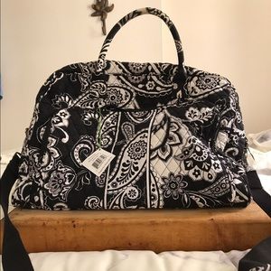 Black and white Vera Bradly duffle bag