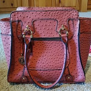 London Fog Coral Ostrich Purse