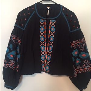 Free People Embroidered Swingy Jacket