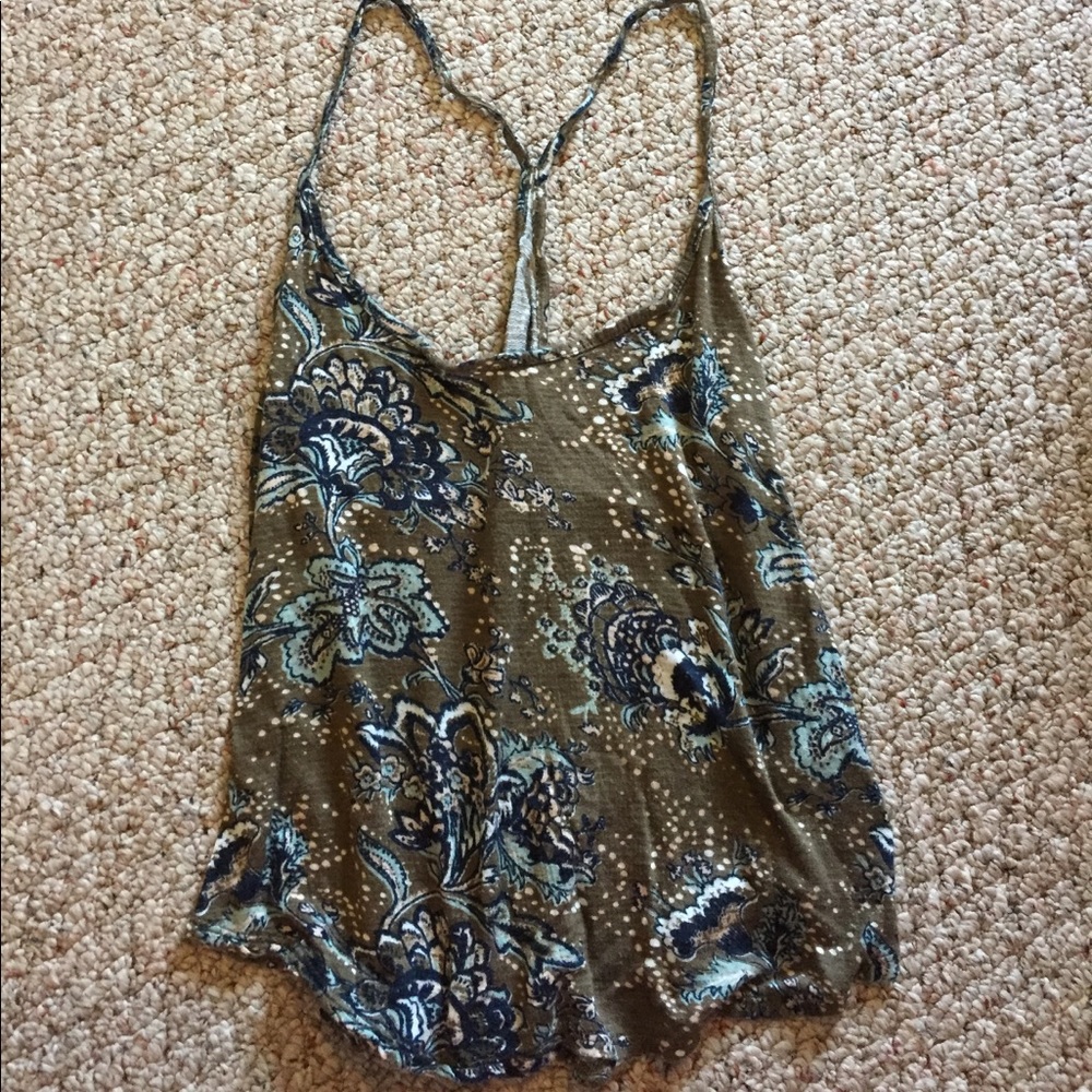 green floral tank top