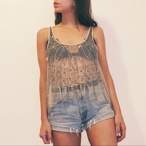 ❌SOLD❌ BEAUTIFUL SHEER BEADED TOP