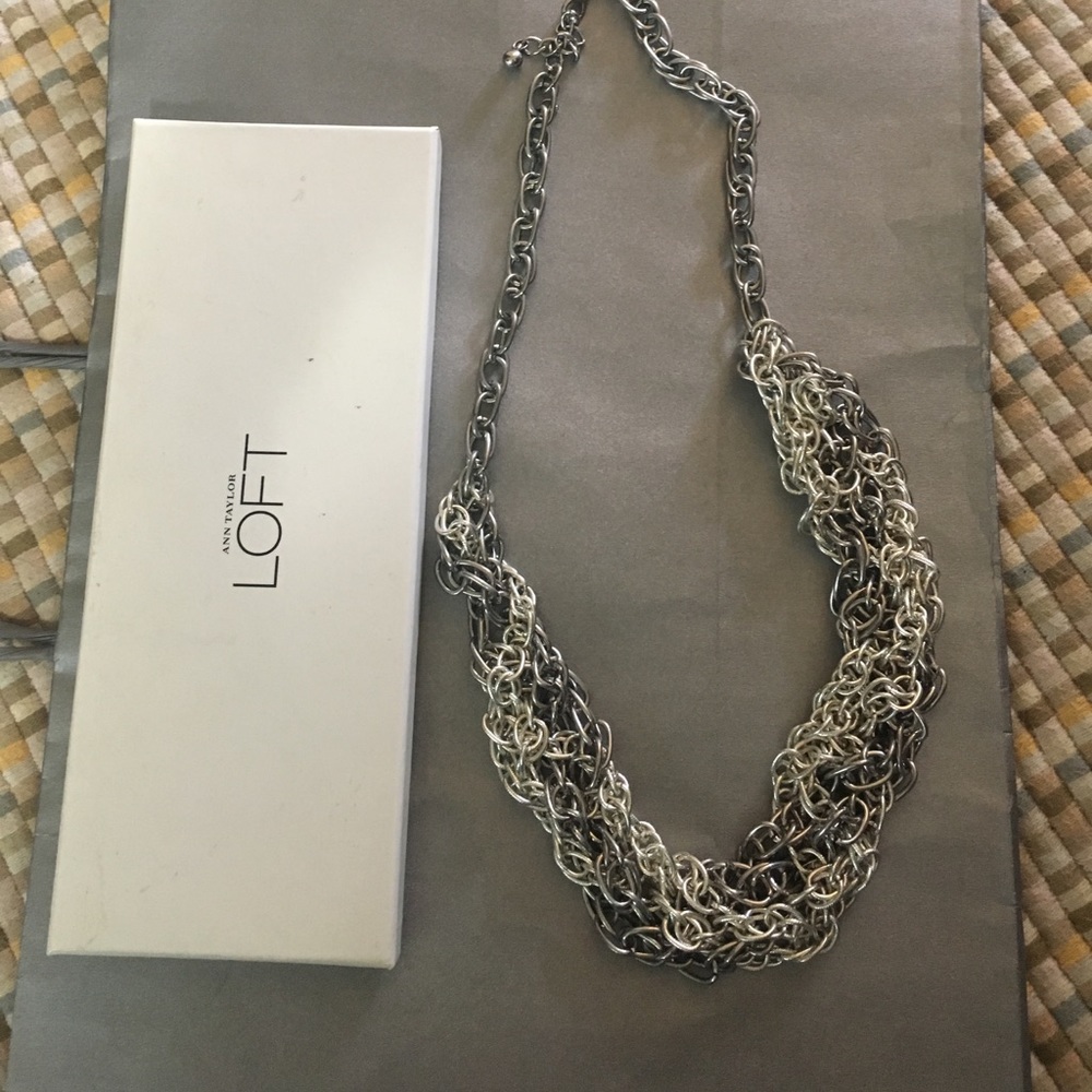 Two tone silver chain necklace