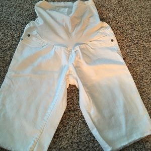 White Jean Maternity Shorts