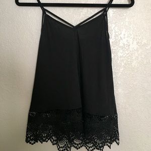 Black Tank Top with Crochet Detail