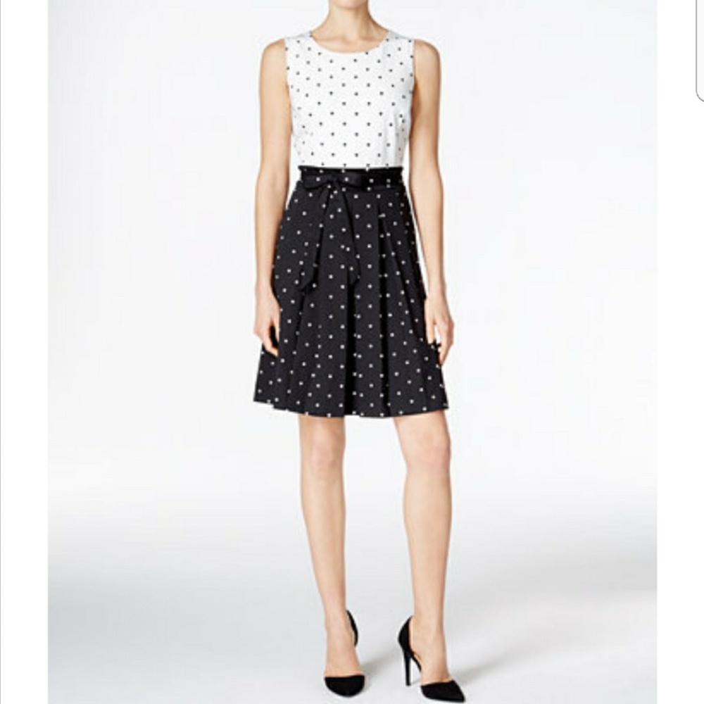 Charter Club Petite Dot Print Fit Flare Dress