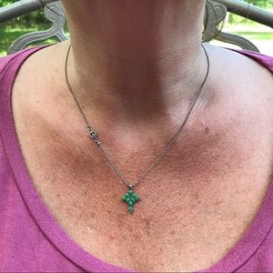 Lucky Brand green cross necklace