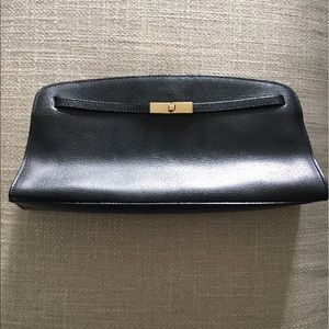 FURLA black leather clutch