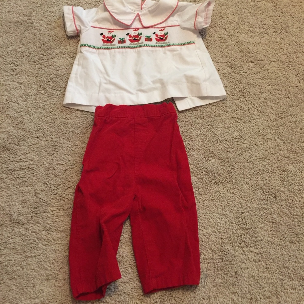 Smocked Santa Set 12-24 Months