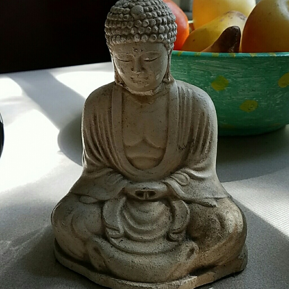 Stone painted Buddha in white NWOT